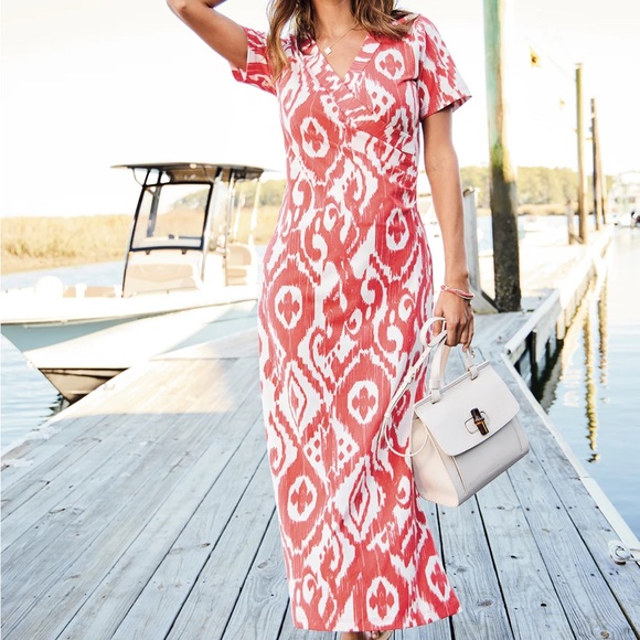 Spartina 449 Dresses & Skirts - Spartina 449 Junetta Richmond Hill Ikat Orange Boho Midi Dress Size Small